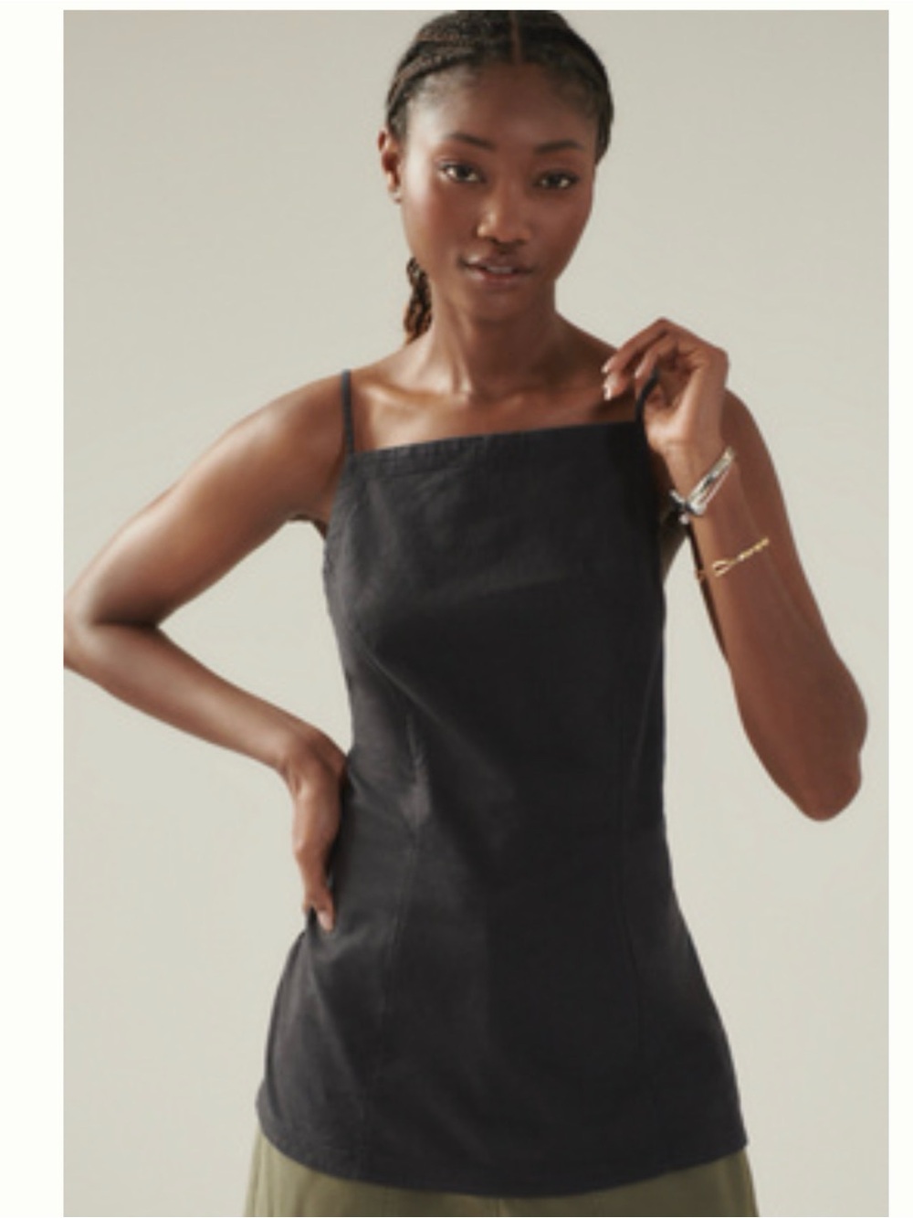 Black High-Neck Spaghetti Strap Tank